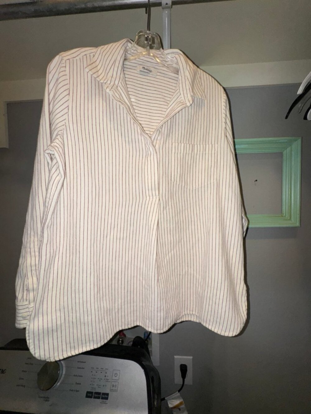 Madewell Ivory Burgundy Stripe Button Front Shirt